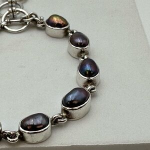 Sterling Silver and Purple Freshwater Pearl Bracelet